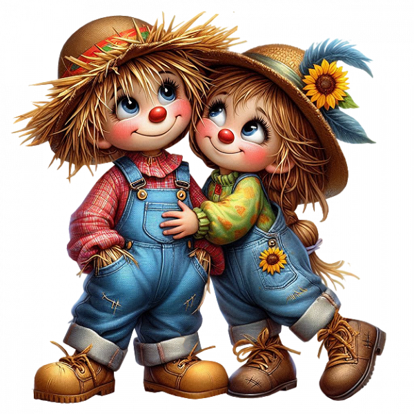 Halloween nap, szalmababk kisfi s kislny.