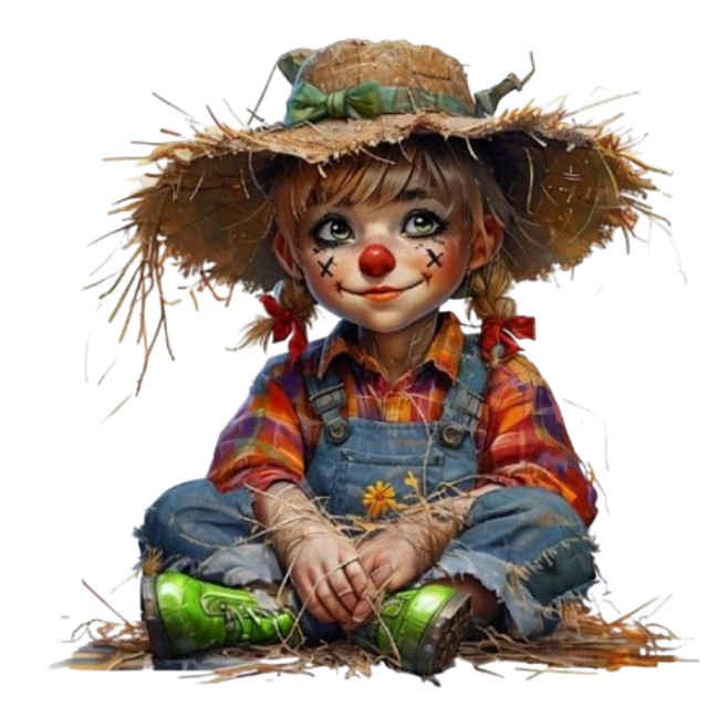 Halloween nap, szalmabb kislny, madrijeszt kislny.