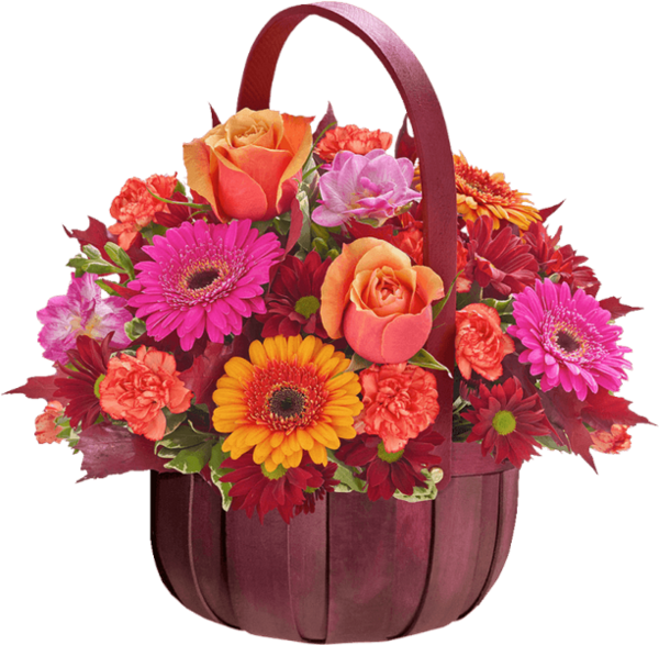 szi virgok sznes kosrkban.