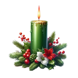 Karcsonyi dsz zld gyertyval.